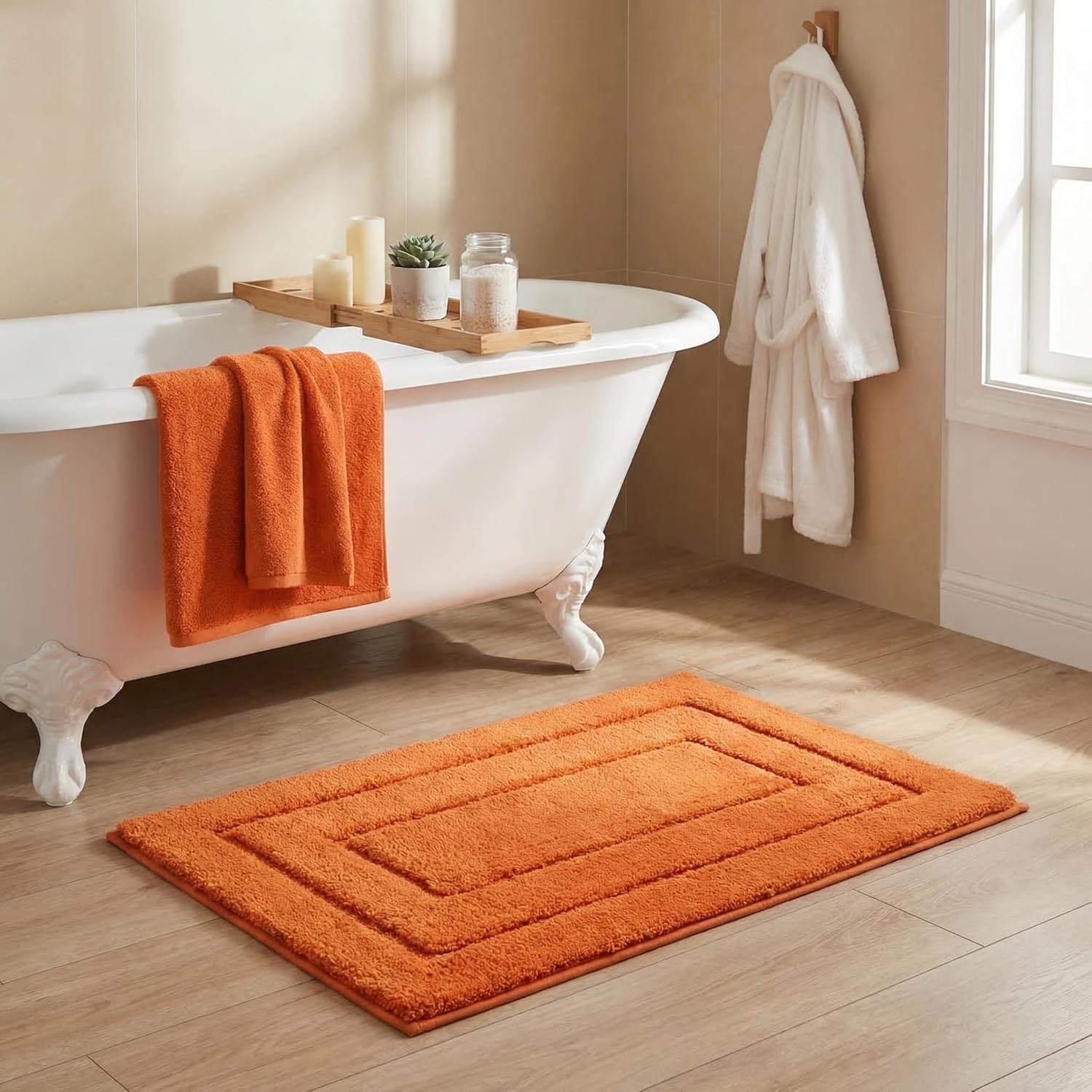 Gray Microfiber Non-Slip Bath Rug
