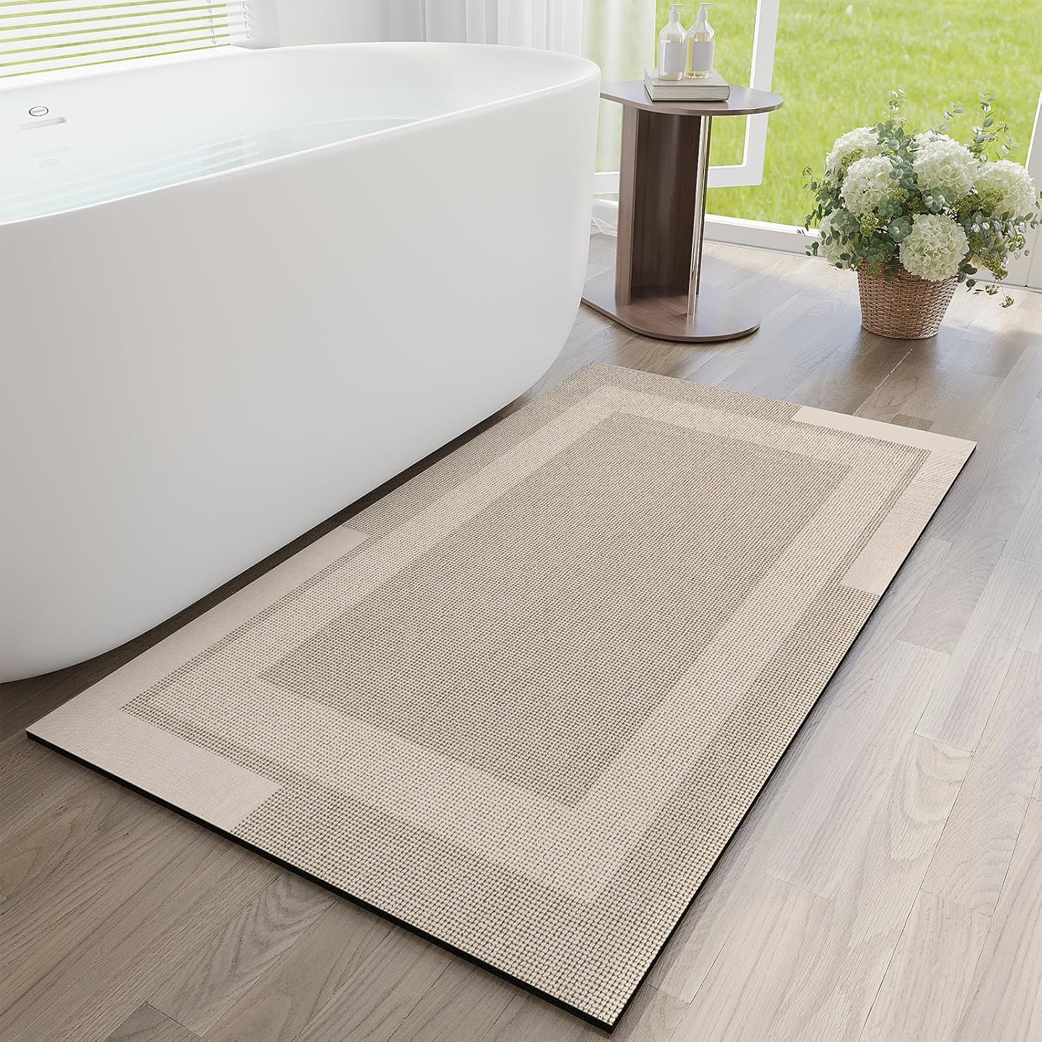 Gray Thin Non-Slip Bath Mat