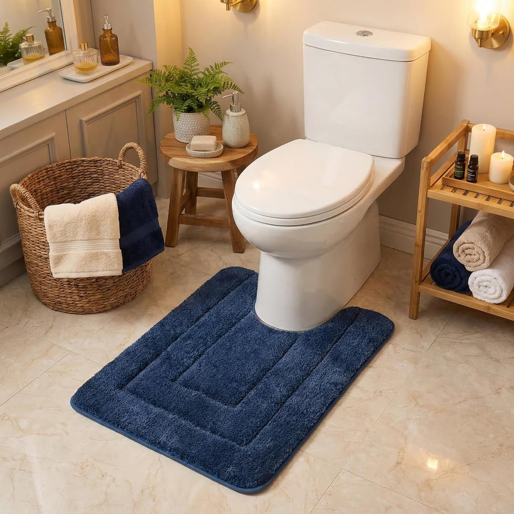 Gray Microfiber Non-Slip Bath Rug