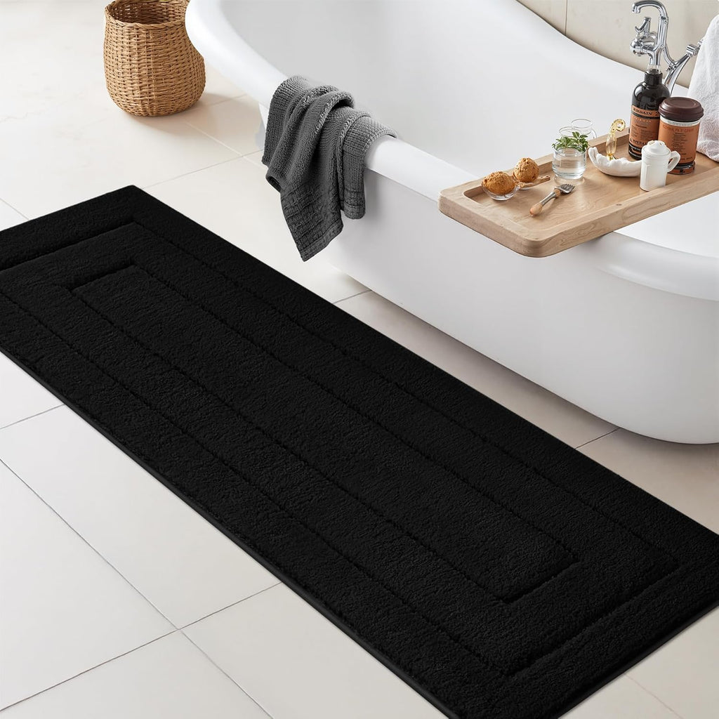 Gray Microfiber Non-Slip Bath Rug