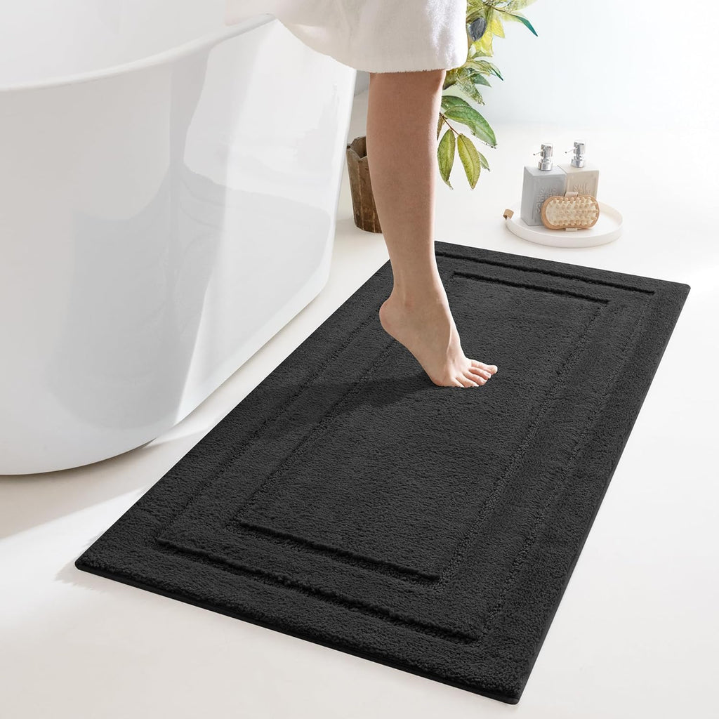 Gray Microfiber Non-Slip Bath Rug