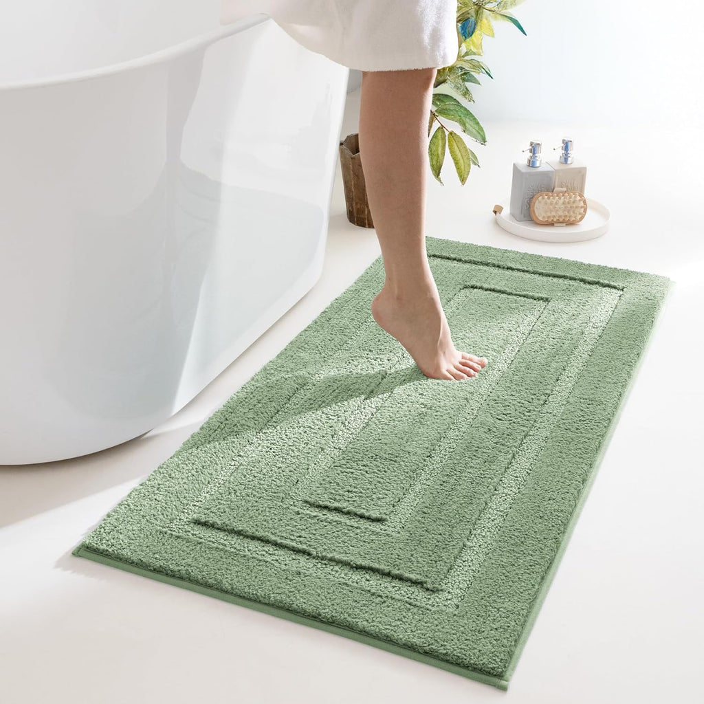 Gray Microfiber Non-Slip Bath Rug