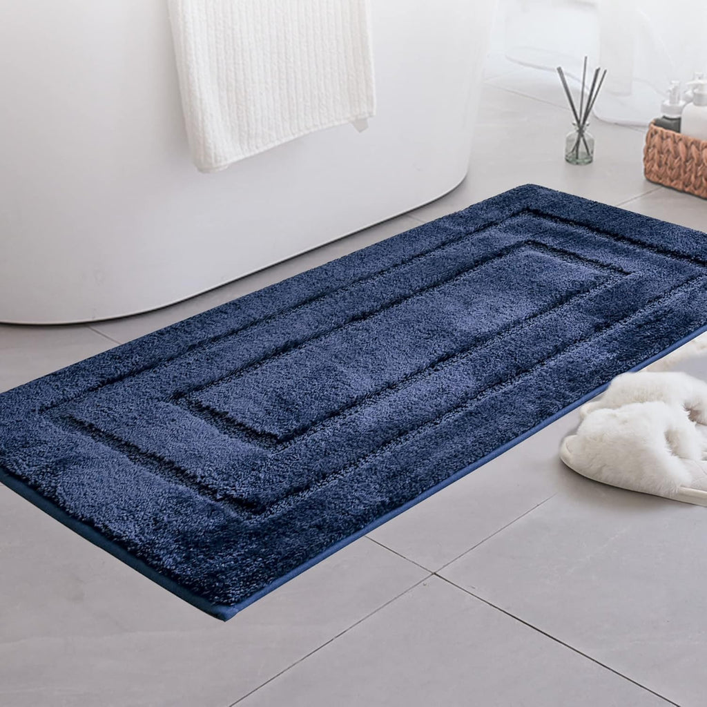 Gray Microfiber Non-Slip Bath Rug