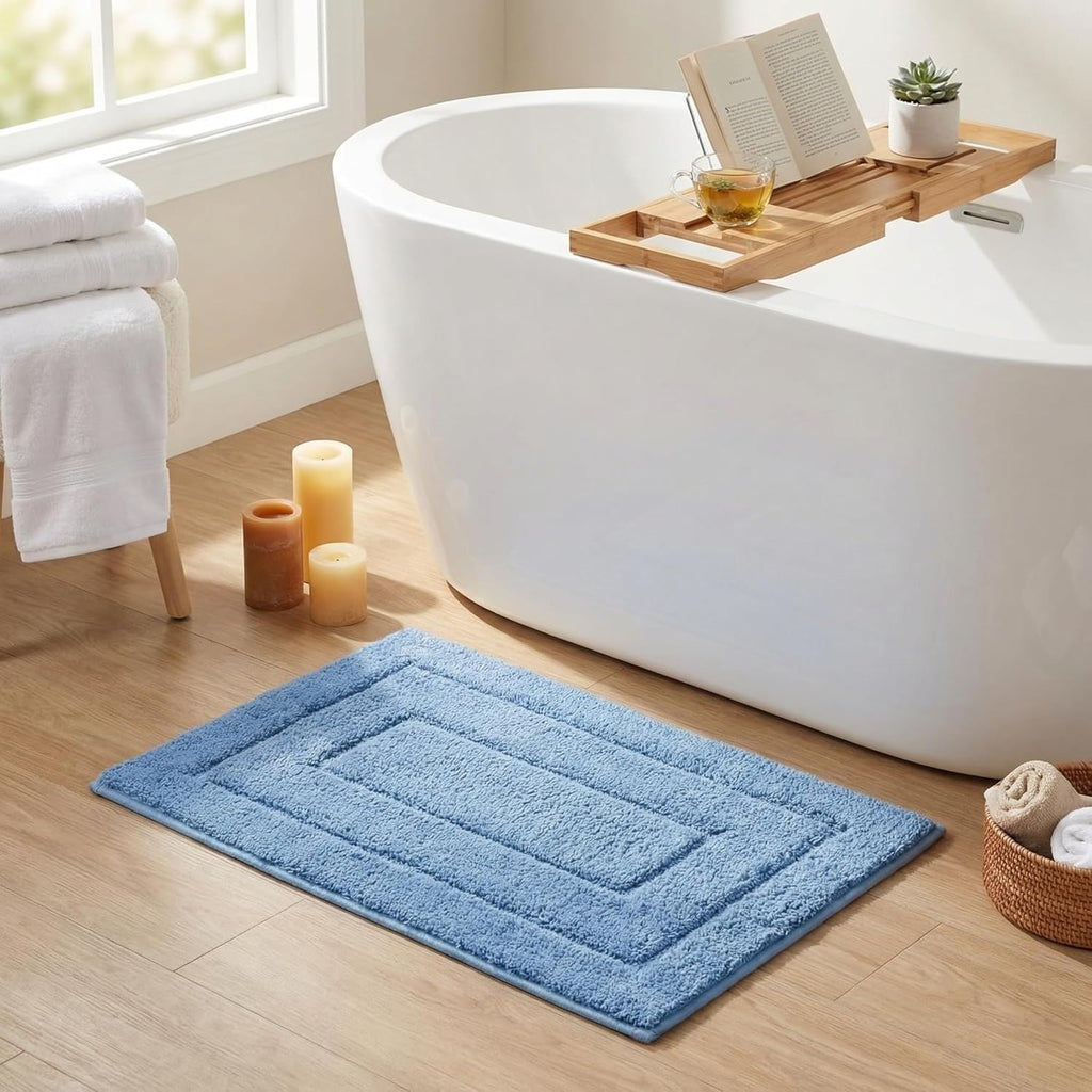 Gray Microfiber Non-Slip Bath Rug