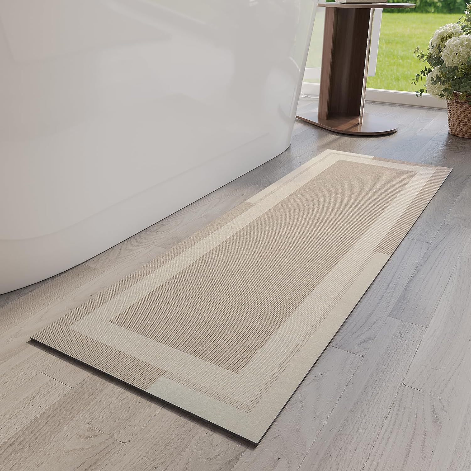 Gray Thin Non-Slip Bath Mat
