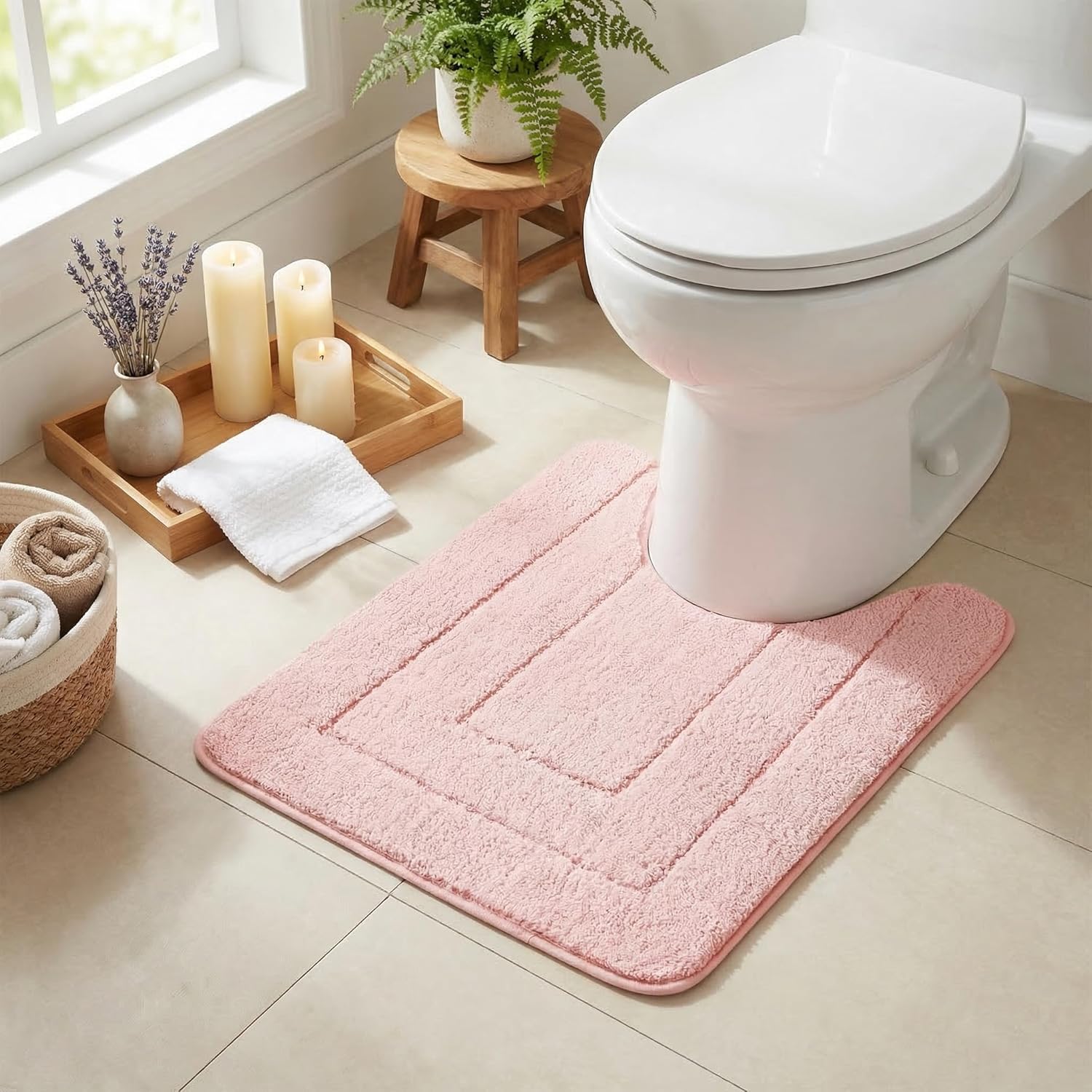 Gray Microfiber Non-Slip Bath Rug