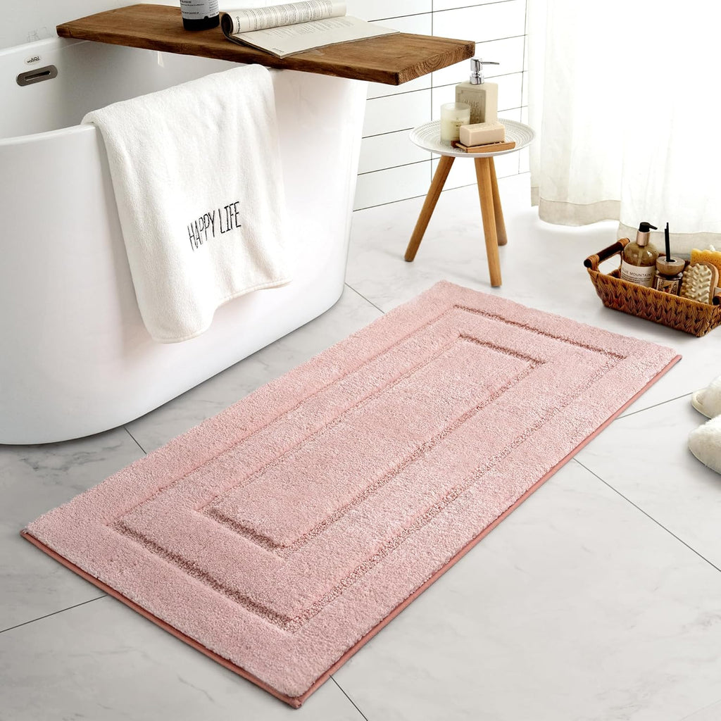 Gray Microfiber Non-Slip Bath Rug