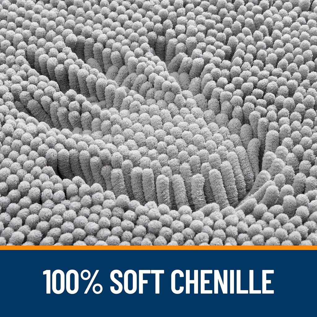 Grey Chenille Non-Slip Bath Rug