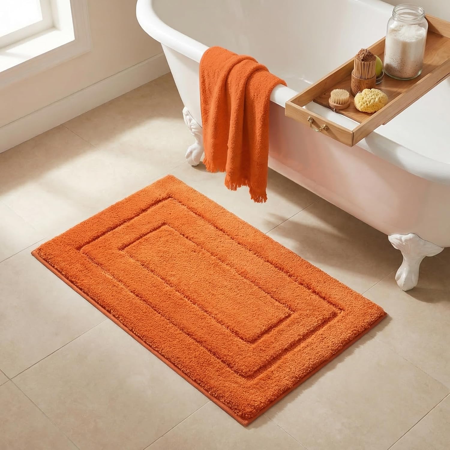 Gray Microfiber Non-Slip Bath Rug