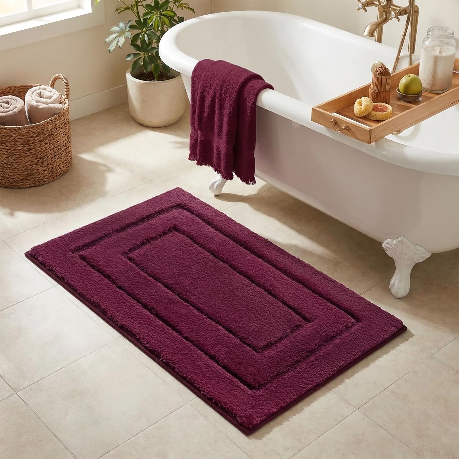 Gray Microfiber Non-Slip Bath Rug