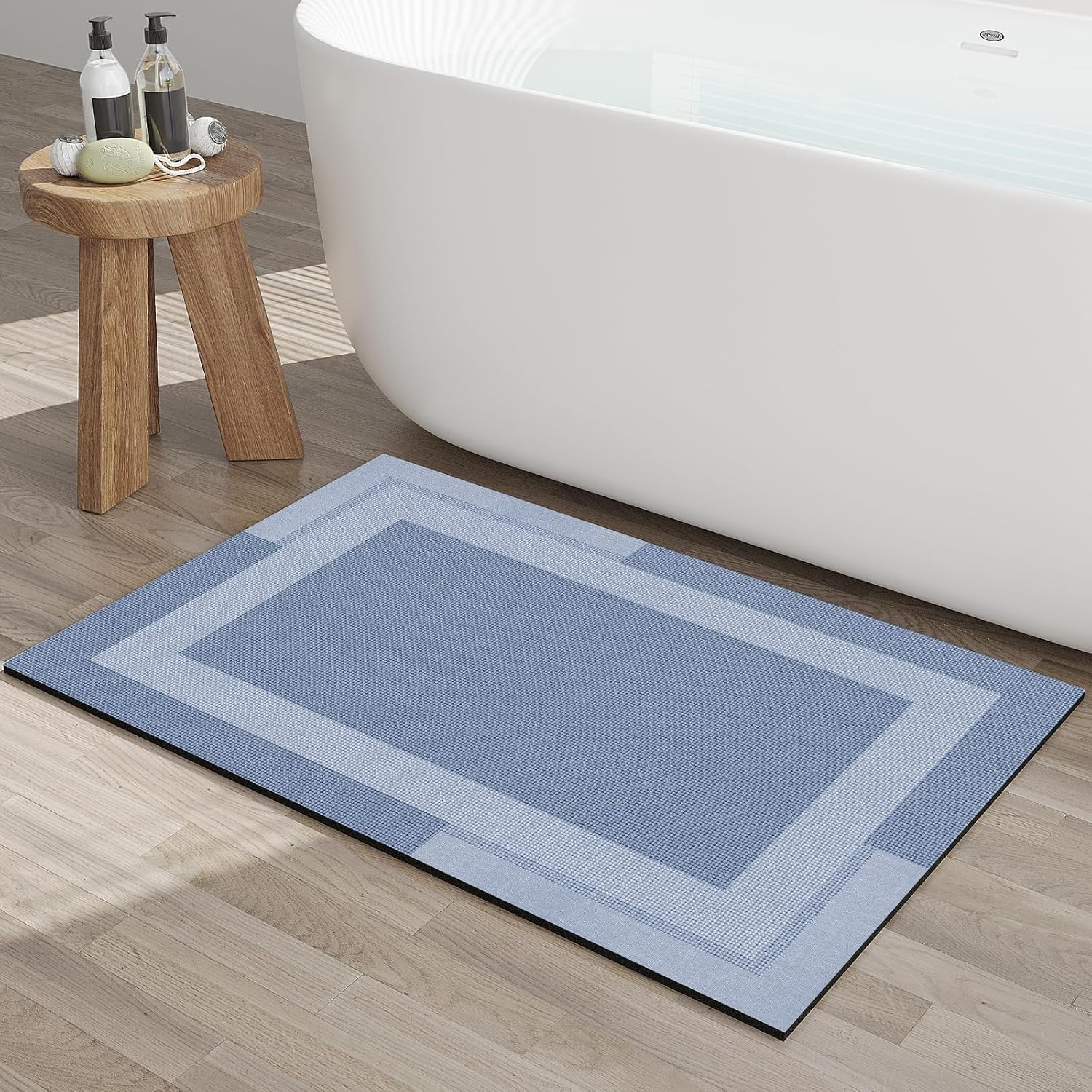 Gray Thin Non-Slip Bath Mat