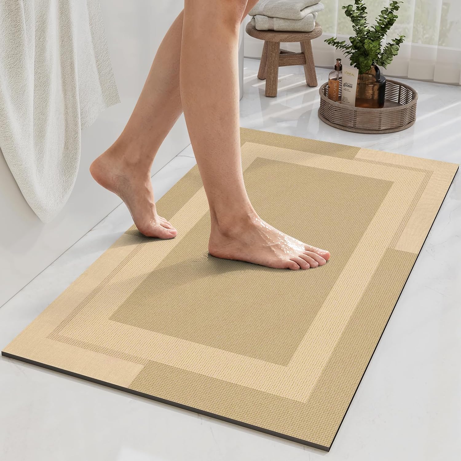 Gray Thin Non-Slip Bath Mat