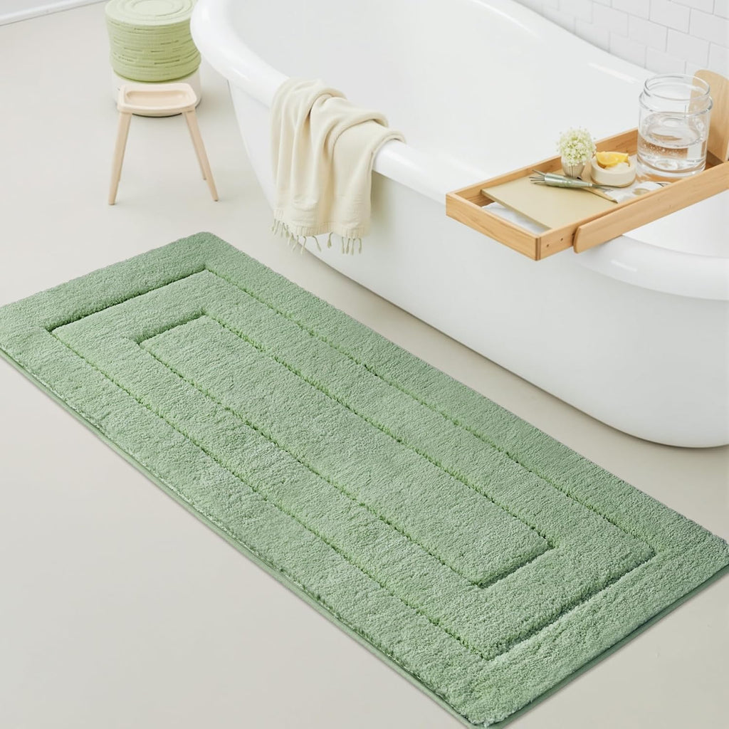 Gray Microfiber Non-Slip Bath Rug