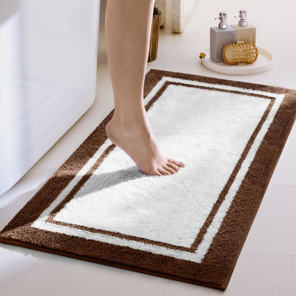 Gray Microfiber Non-Slip Bath Rug