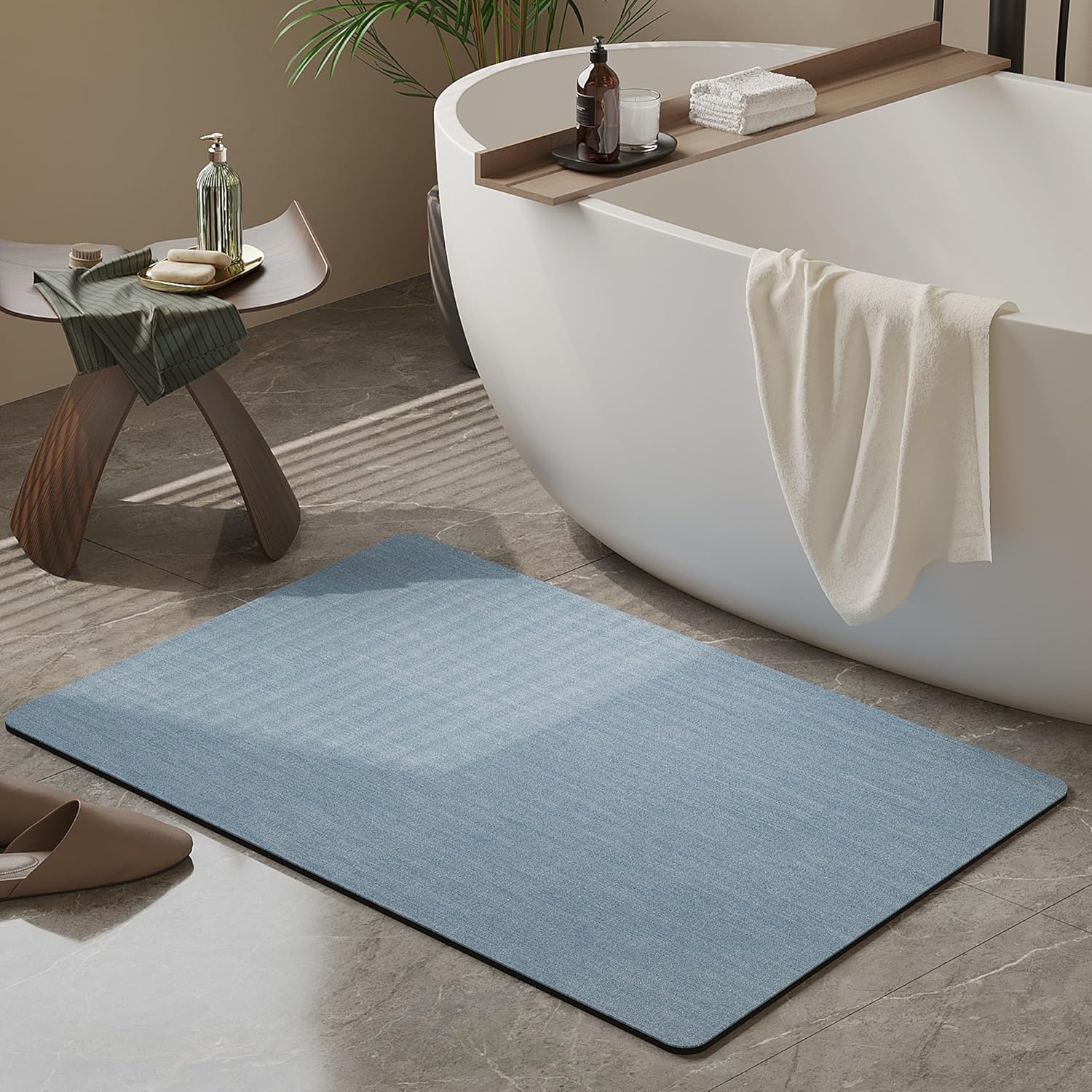 Light Grey Thin Non-Slip Bath Mat