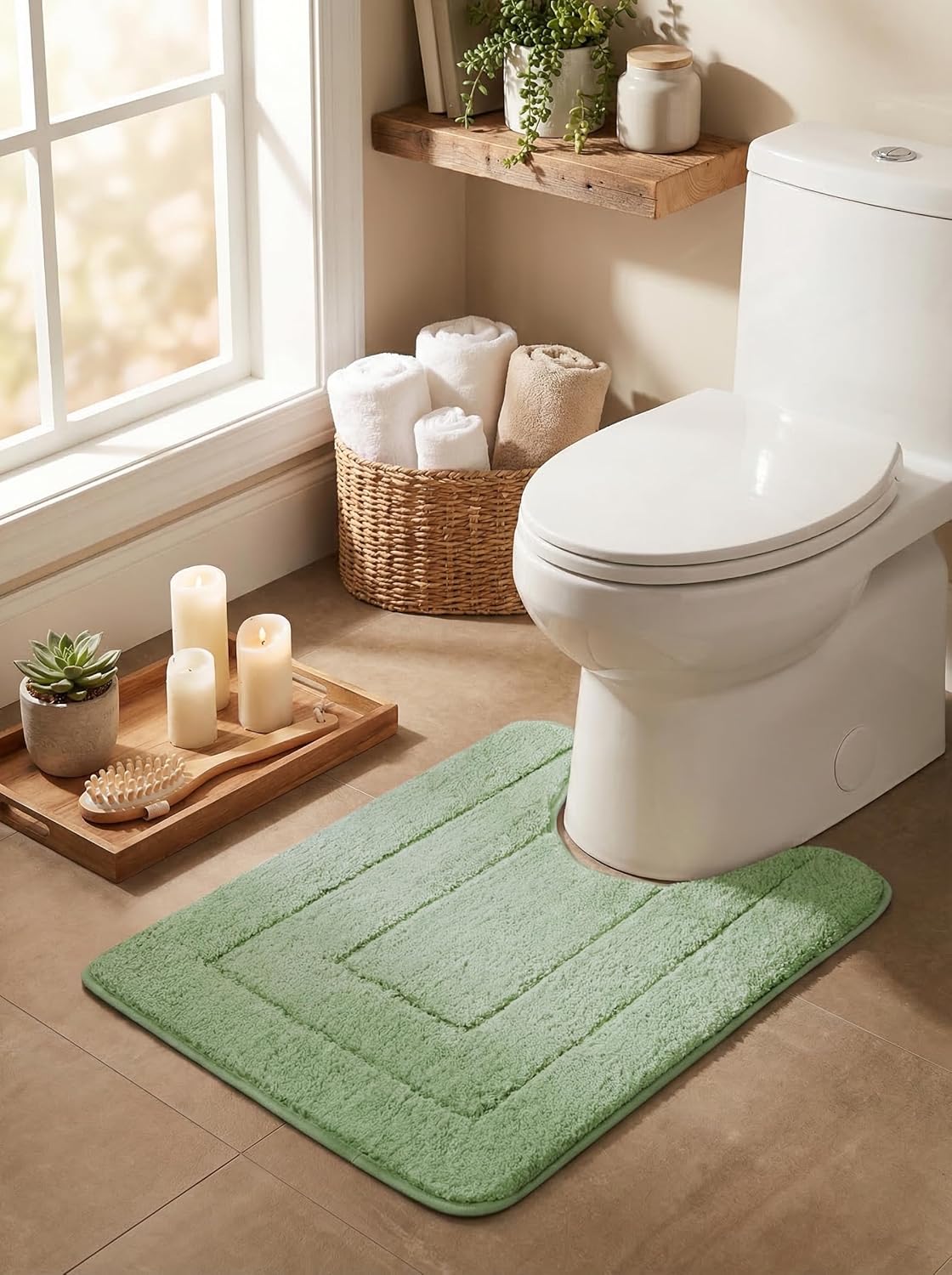 Gray Microfiber Non-Slip Bath Rug