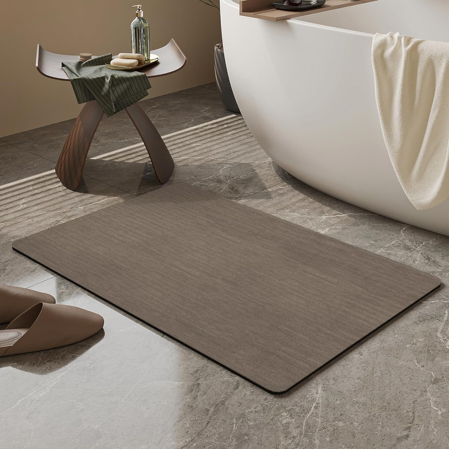Light Grey Thin Non-Slip Bath Mat