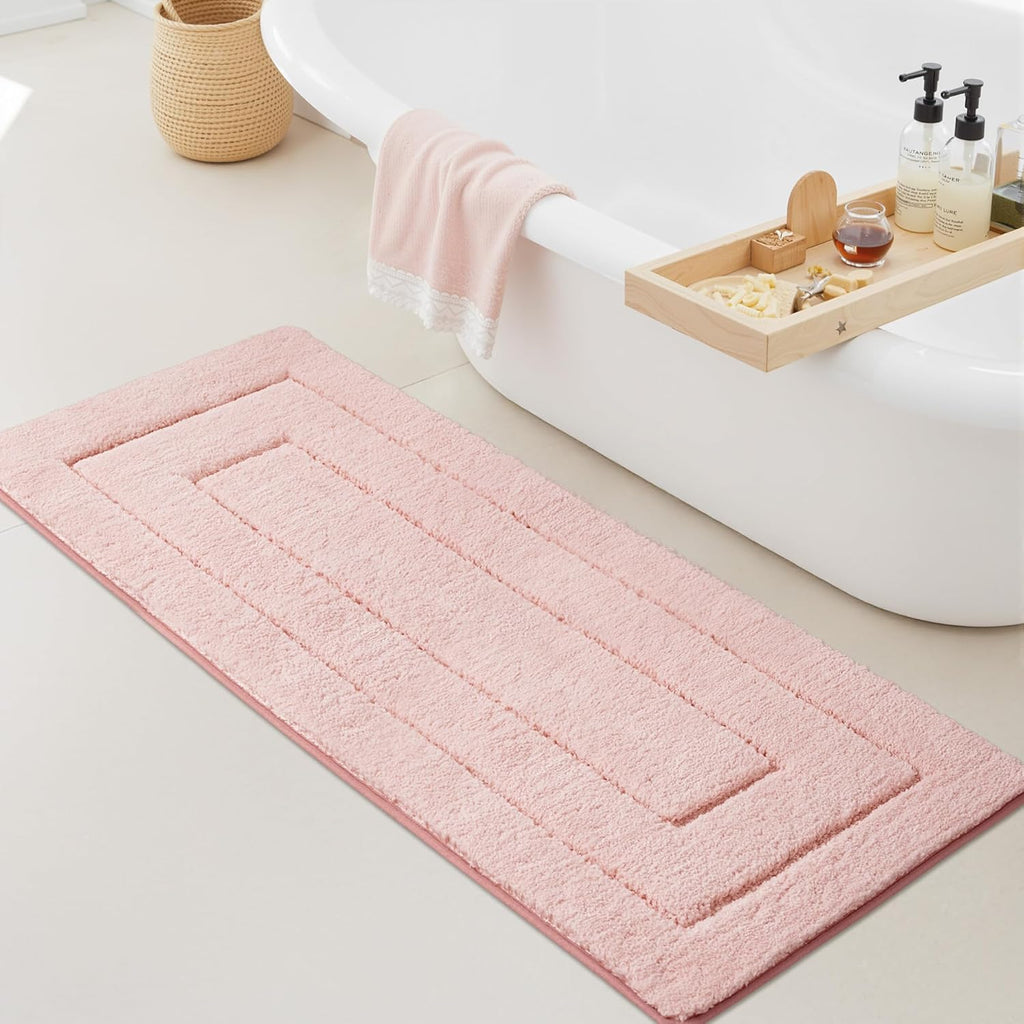 Gray Microfiber Non-Slip Bath Rug