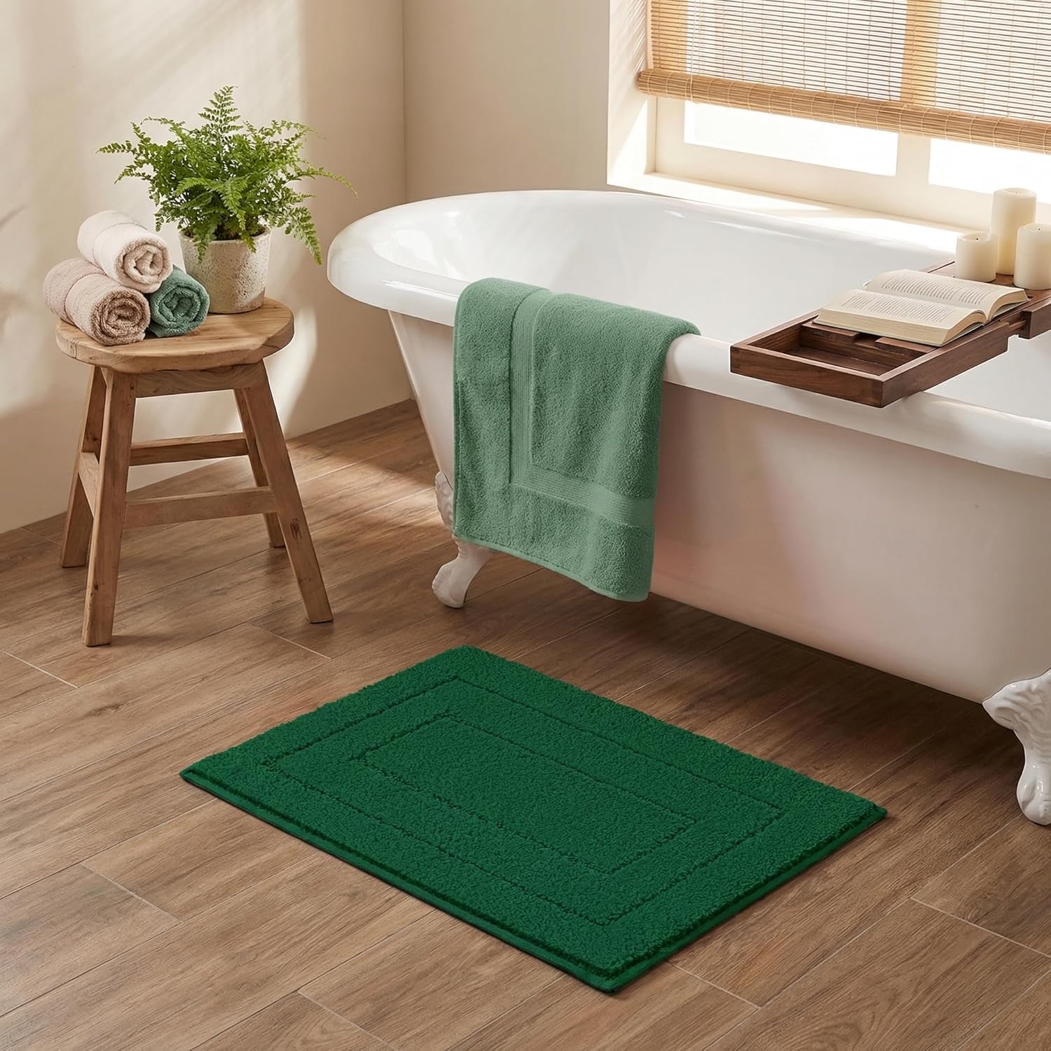 Gray Microfiber Non-Slip Bath Rug
