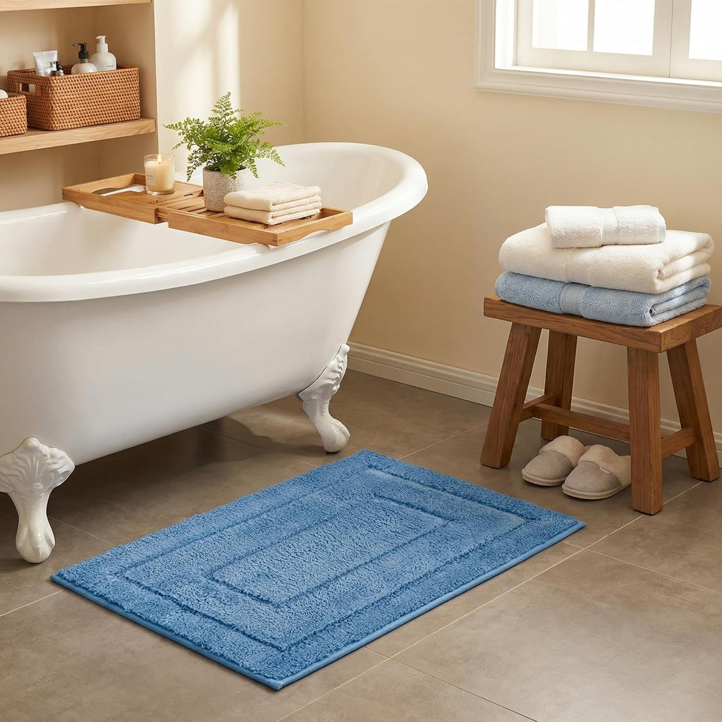 Gray Microfiber Non-Slip Bath Rug