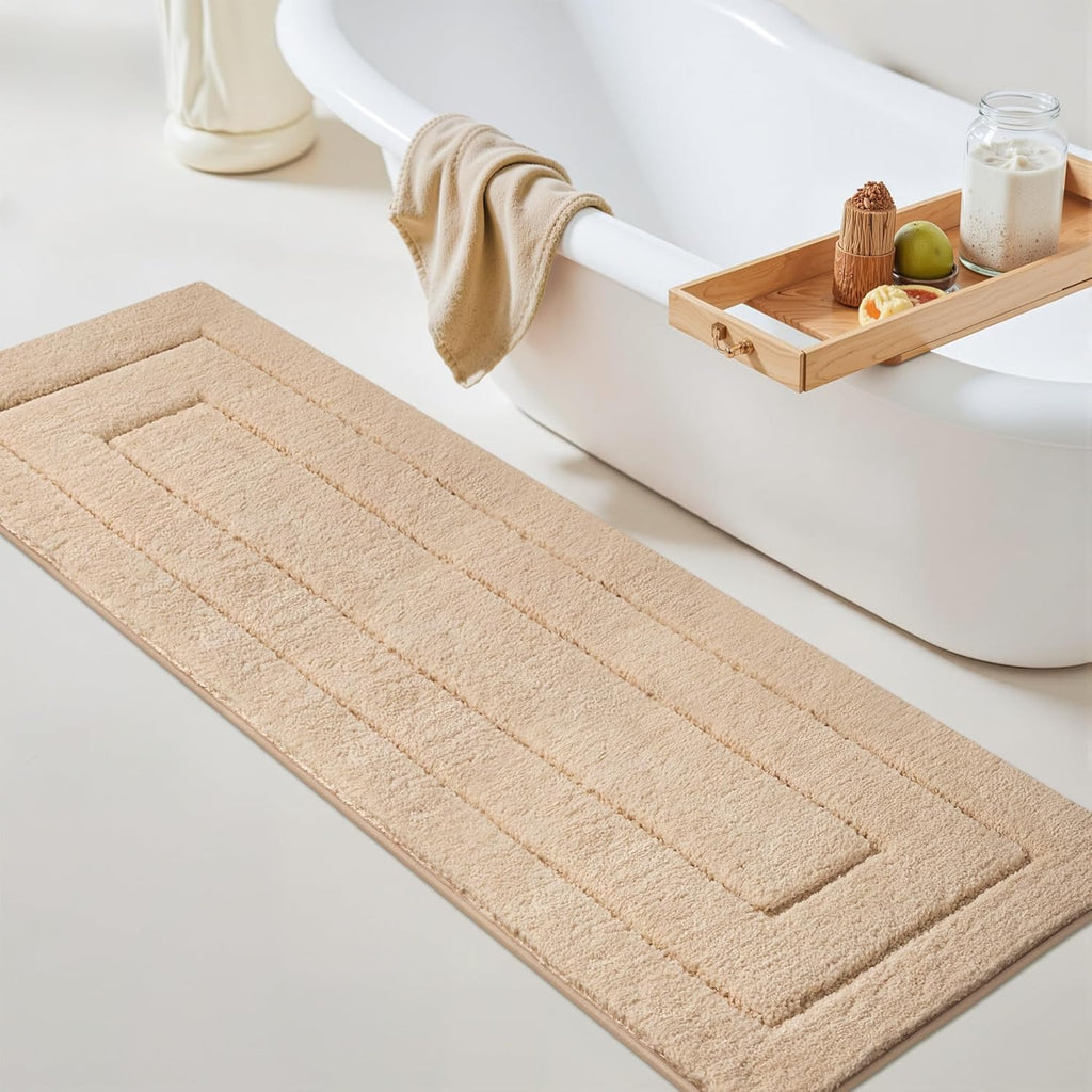 Gray Microfiber Non-Slip Bath Rug