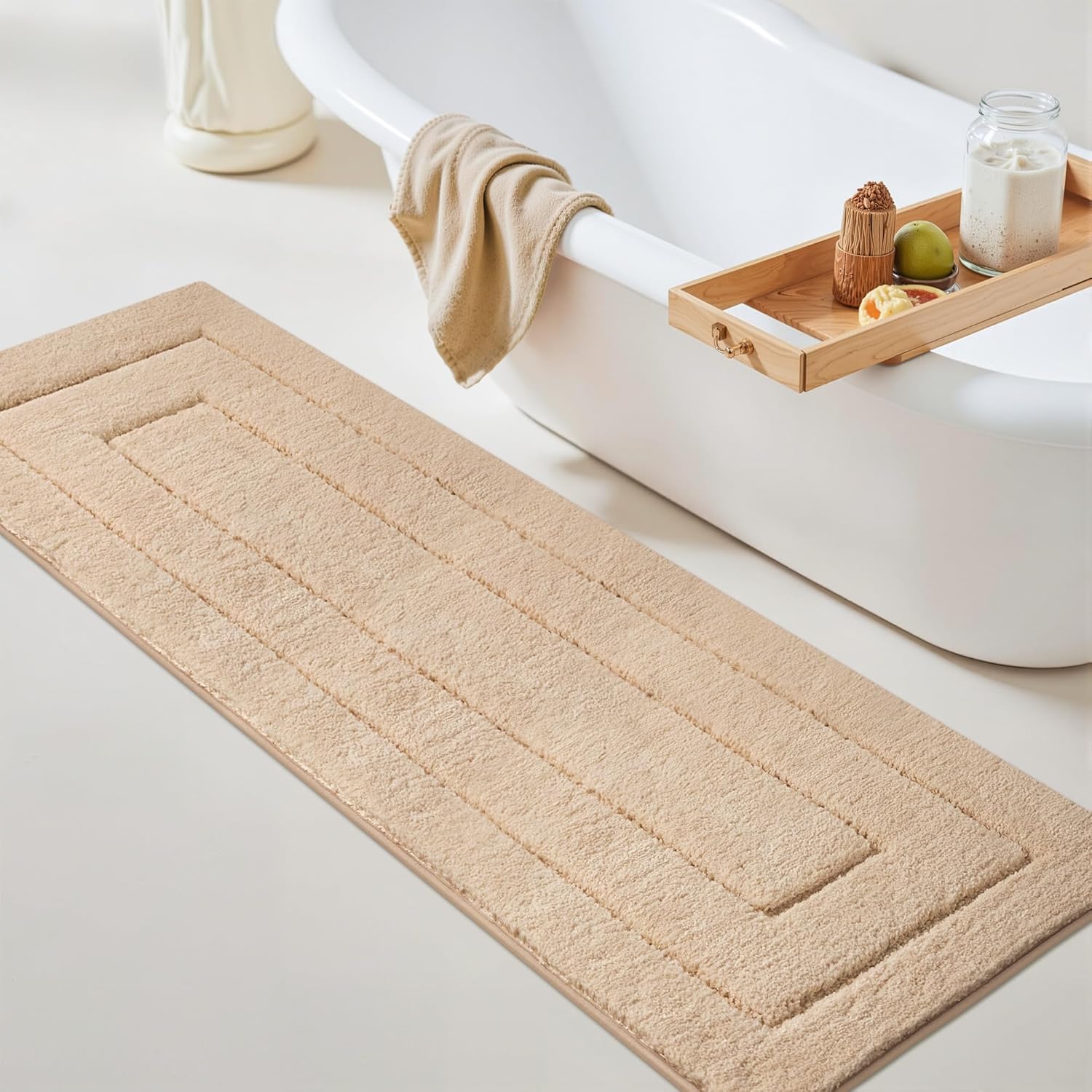 Gray Microfiber Non-Slip Bath Rug