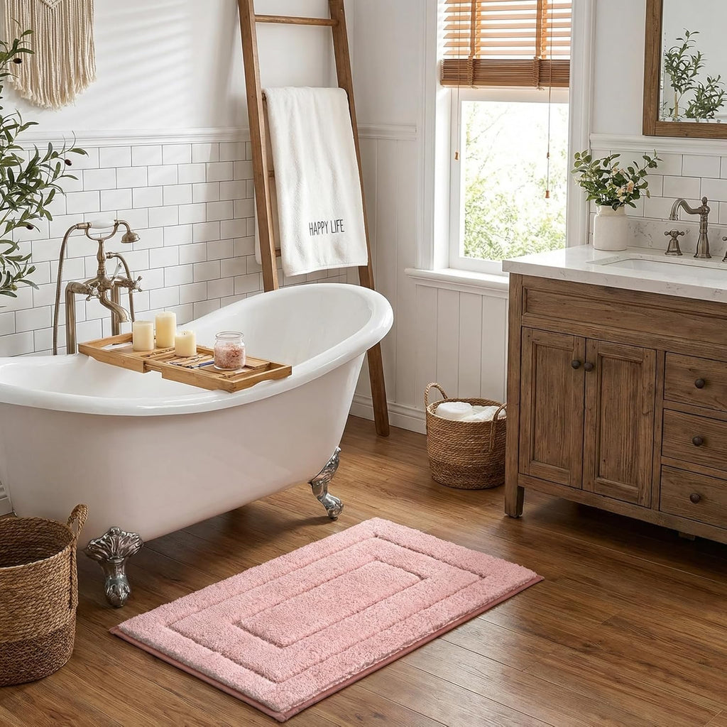 Gray Microfiber Non-Slip Bath Rug