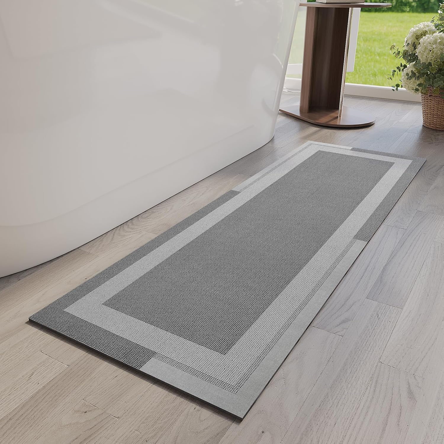 Gray Thin Non-Slip Bath Mat