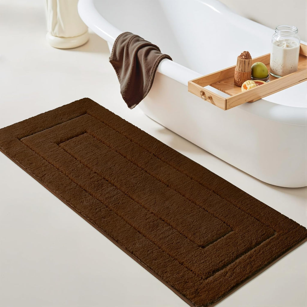 Gray Microfiber Non-Slip Bath Rug