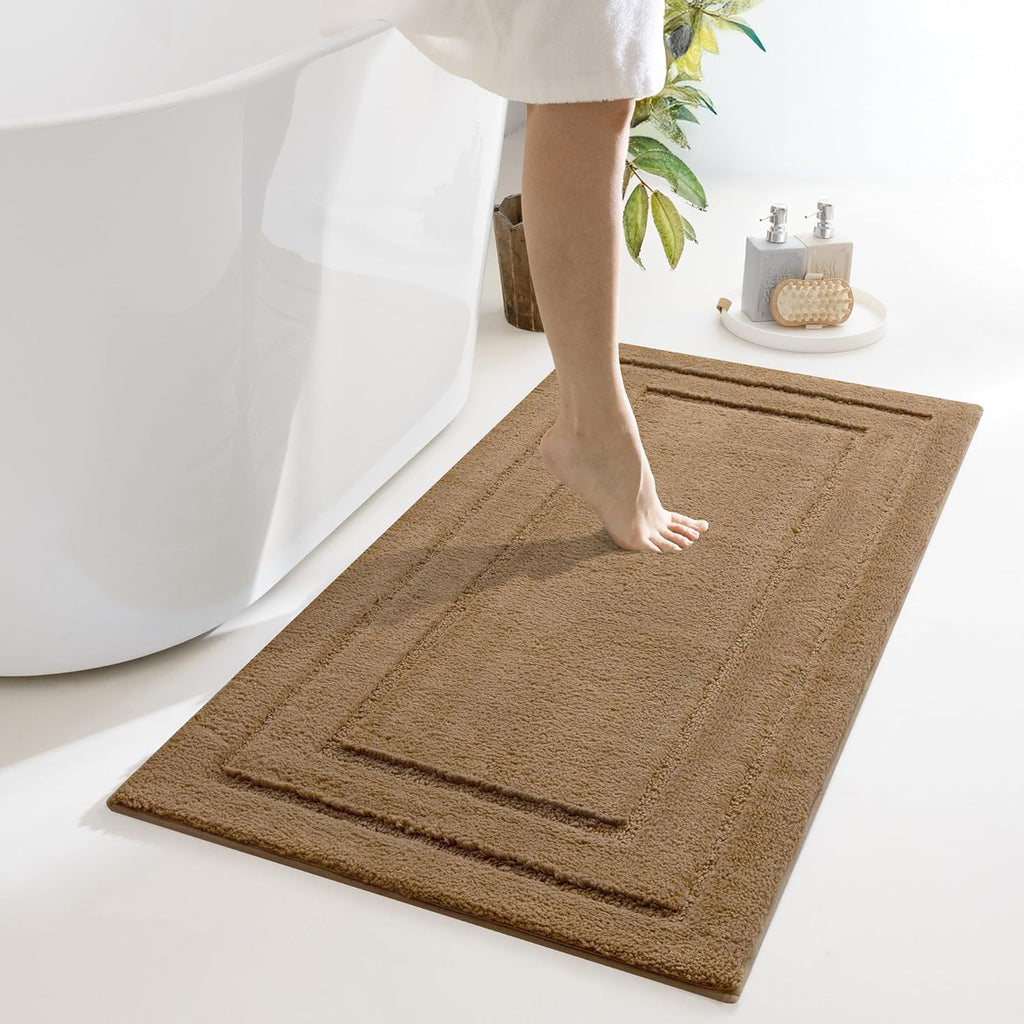 Gray Microfiber Non-Slip Bath Rug