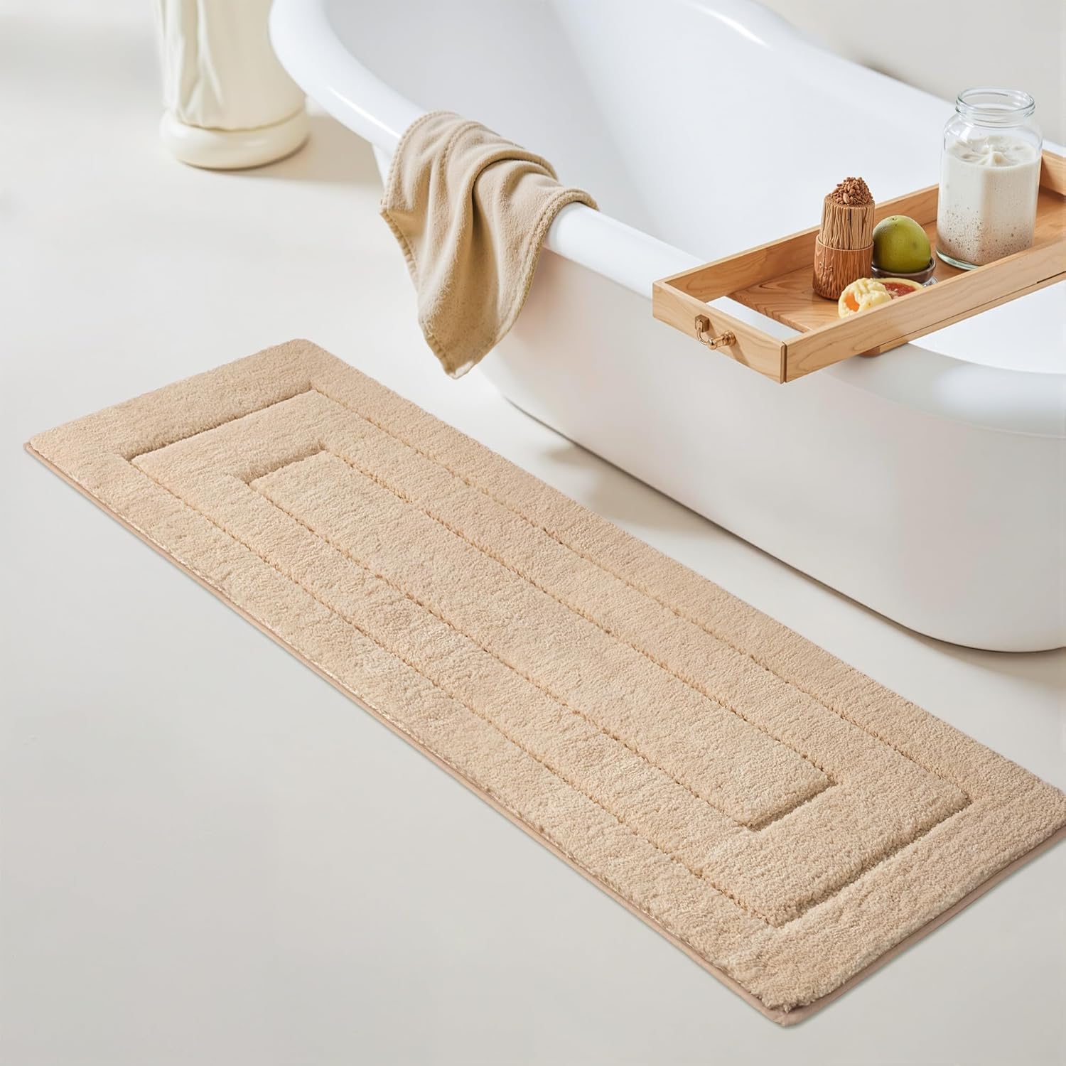 Gray Microfiber Non-Slip Bath Rug