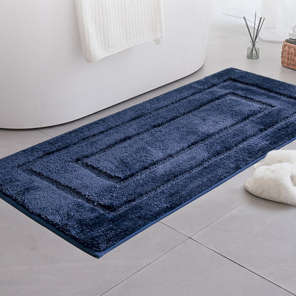 Gray Microfiber Non-Slip Bath Rug