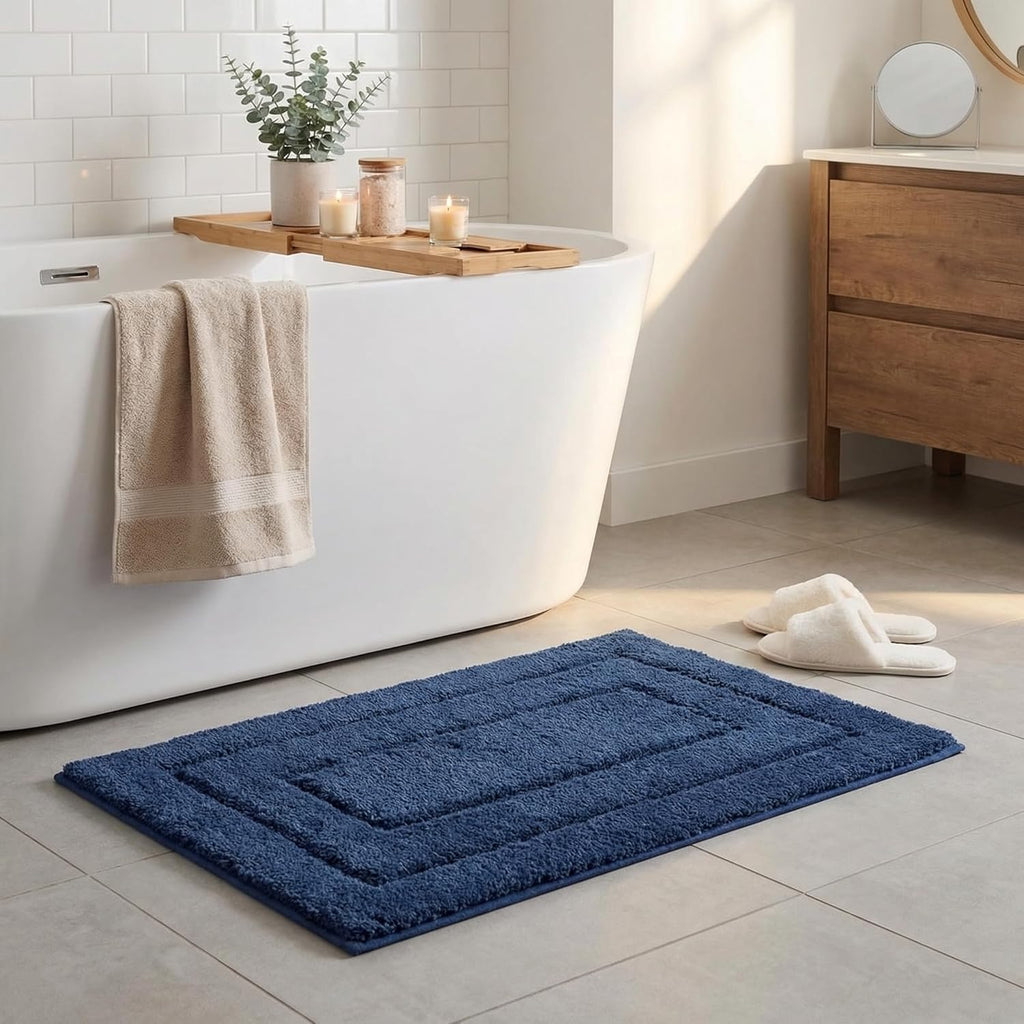Gray Microfiber Non-Slip Bath Rug
