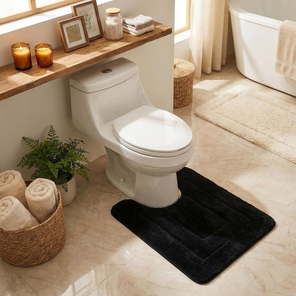 Gray Microfiber Non-Slip Bath Rug