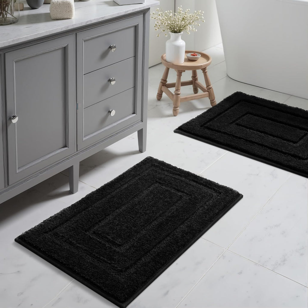 Gray Microfiber Non-Slip Bath Rug