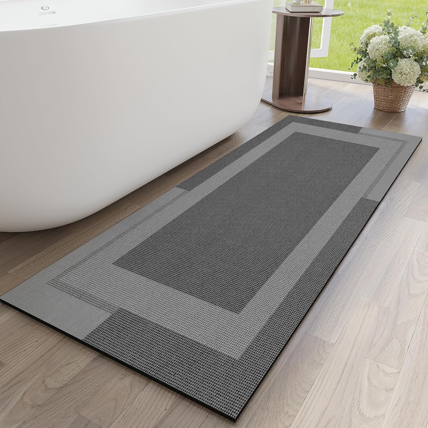 Gray Thin Non-Slip Bath Mat