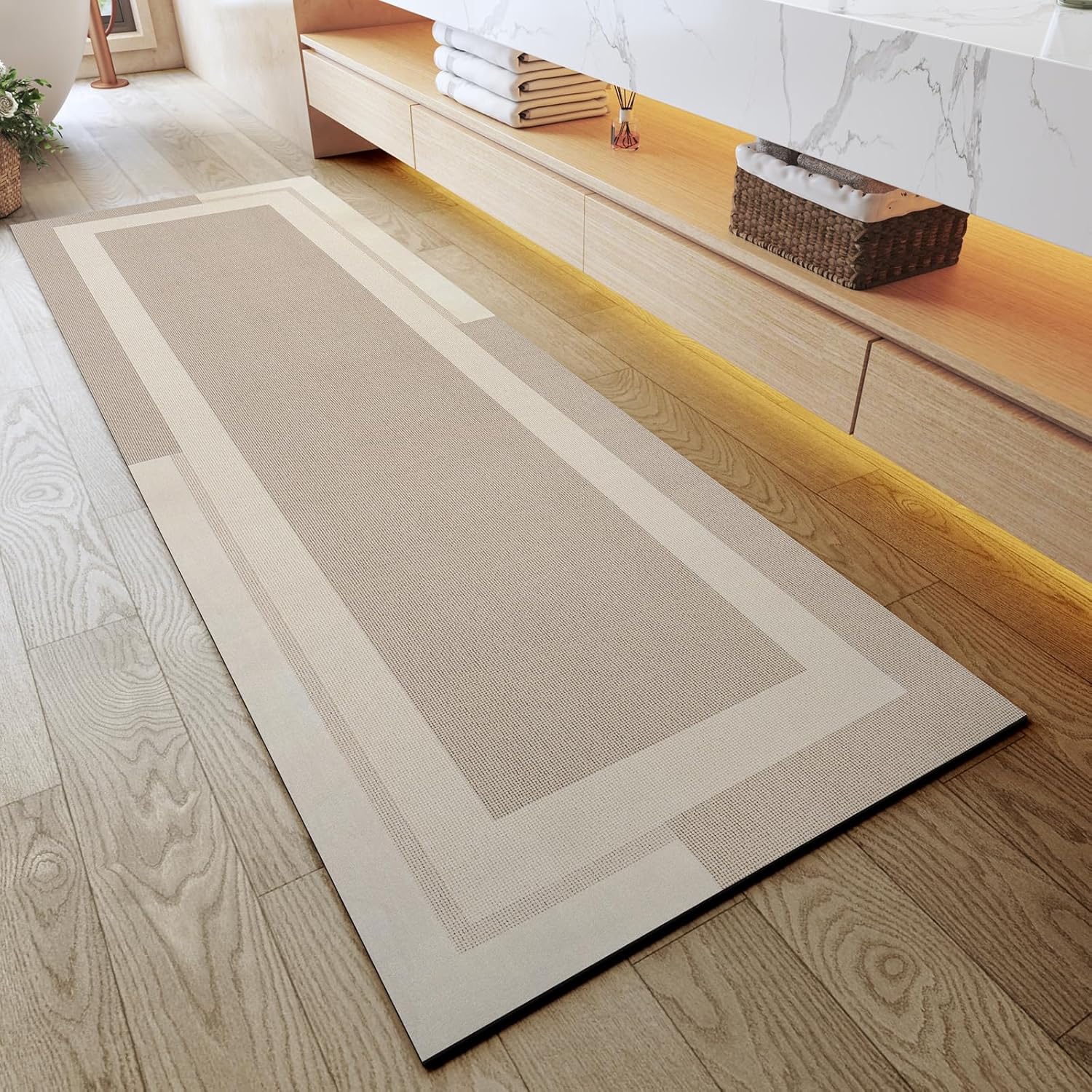 Gray Thin Non-Slip Bath Mat