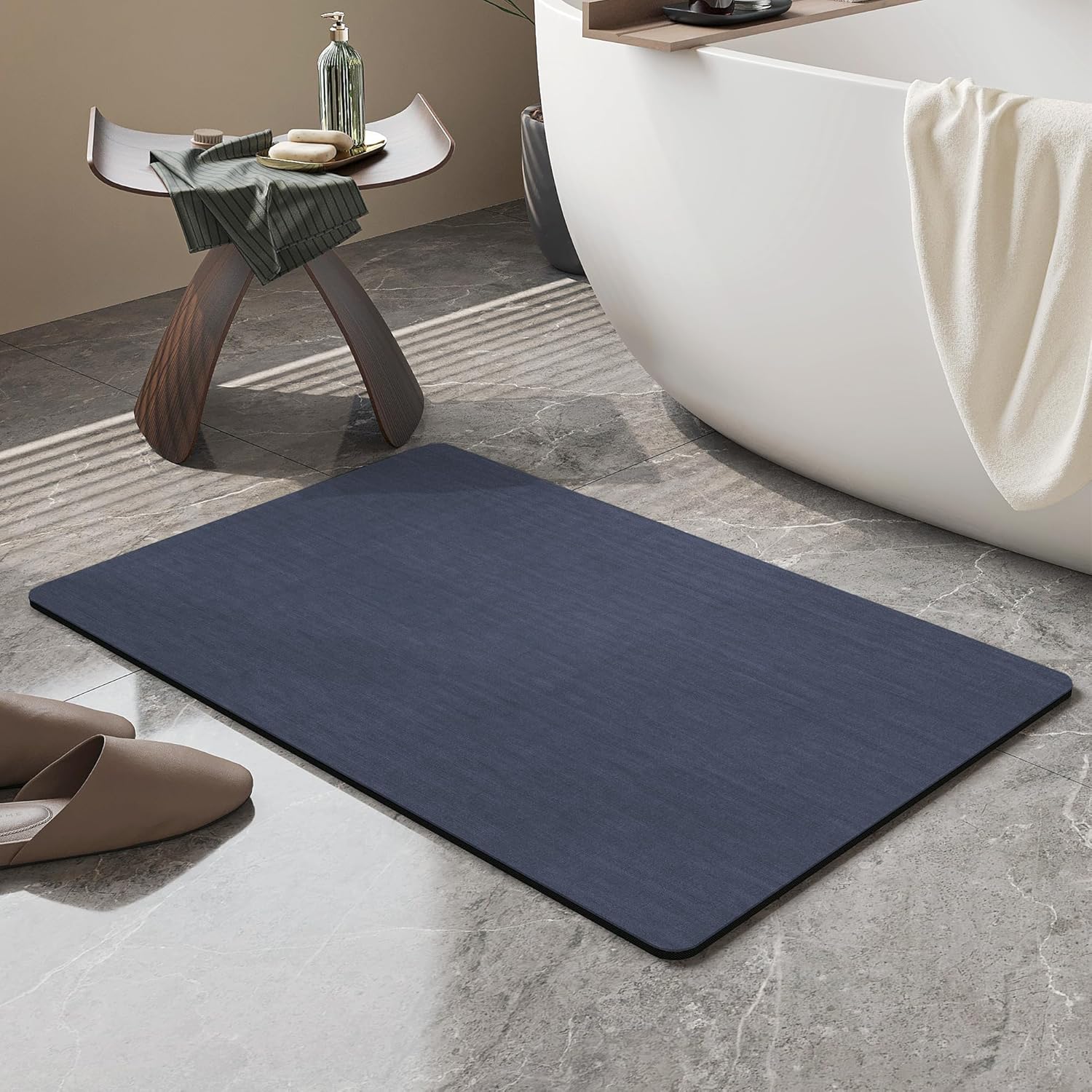 Light Grey Thin Non-Slip Bath Mat
