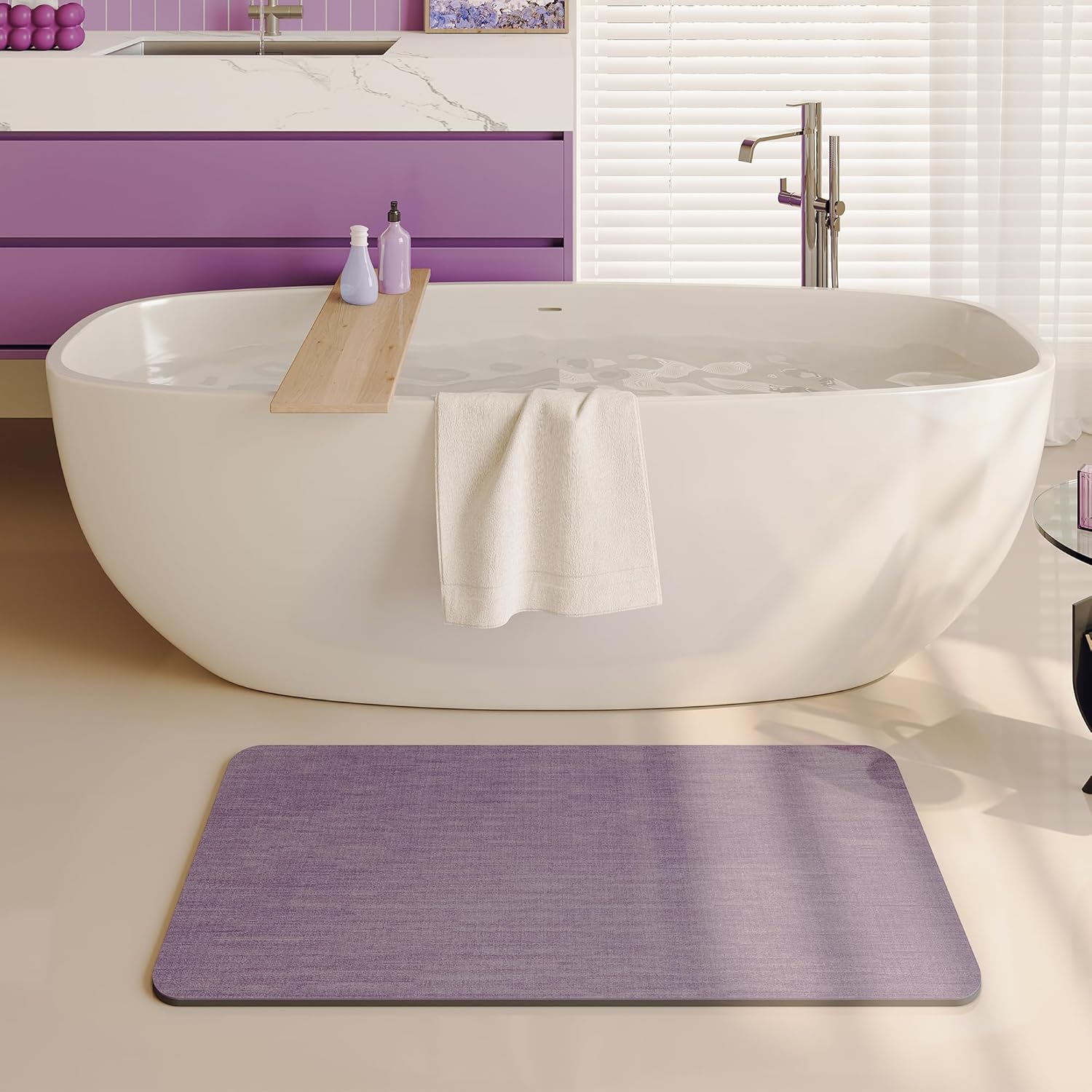 Light Grey Thin Non-Slip Bath Mat