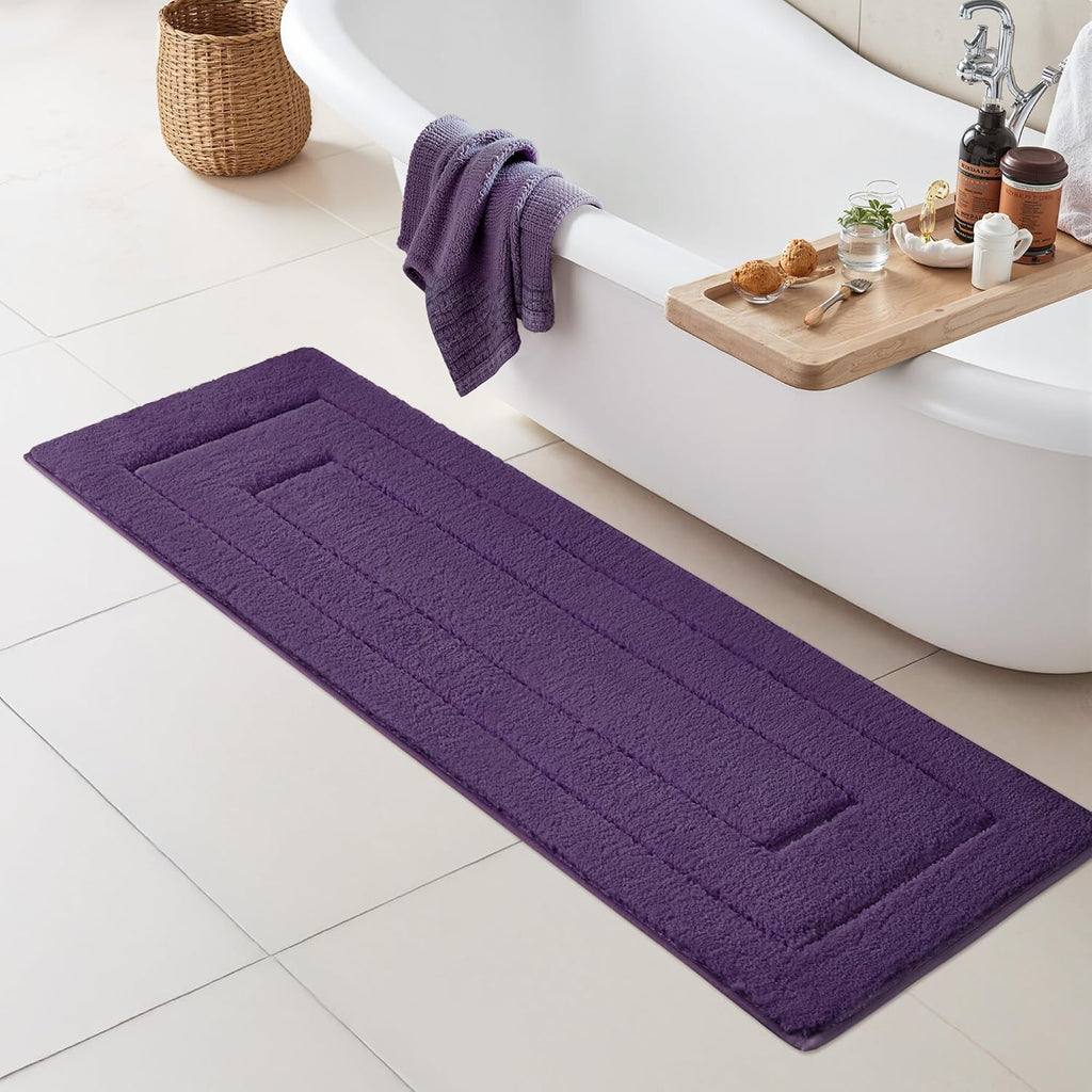 Gray Microfiber Non-Slip Bath Rug