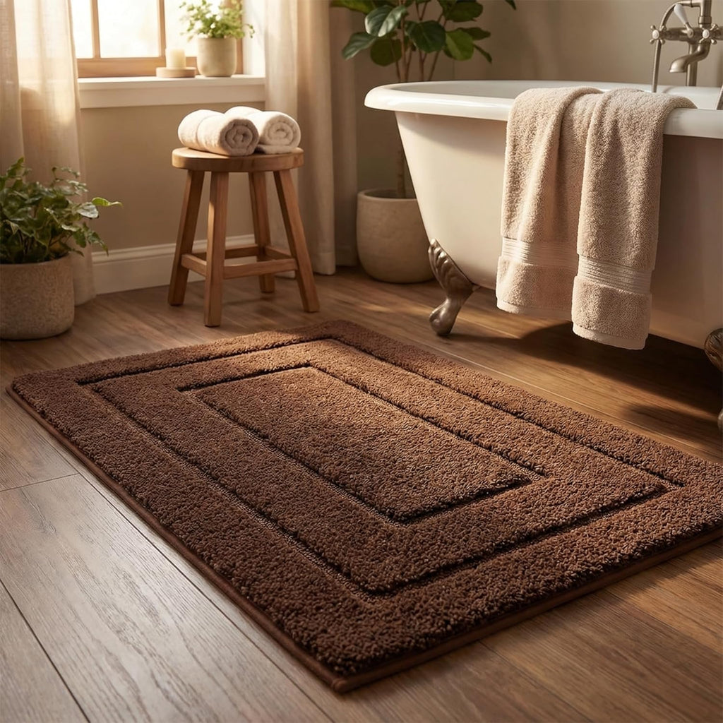 Gray Microfiber Non-Slip Bath Rug