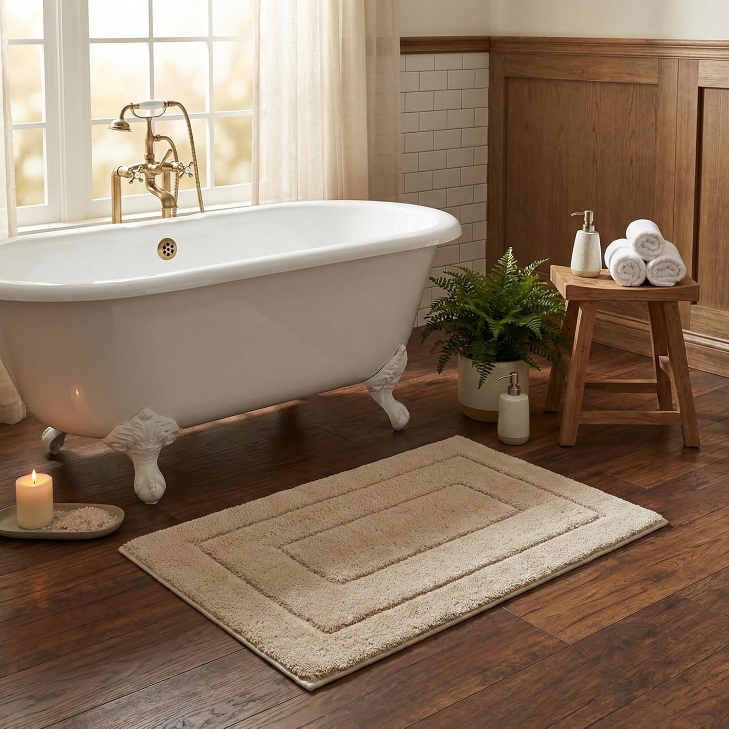 Gray Microfiber Non-Slip Bath Rug
