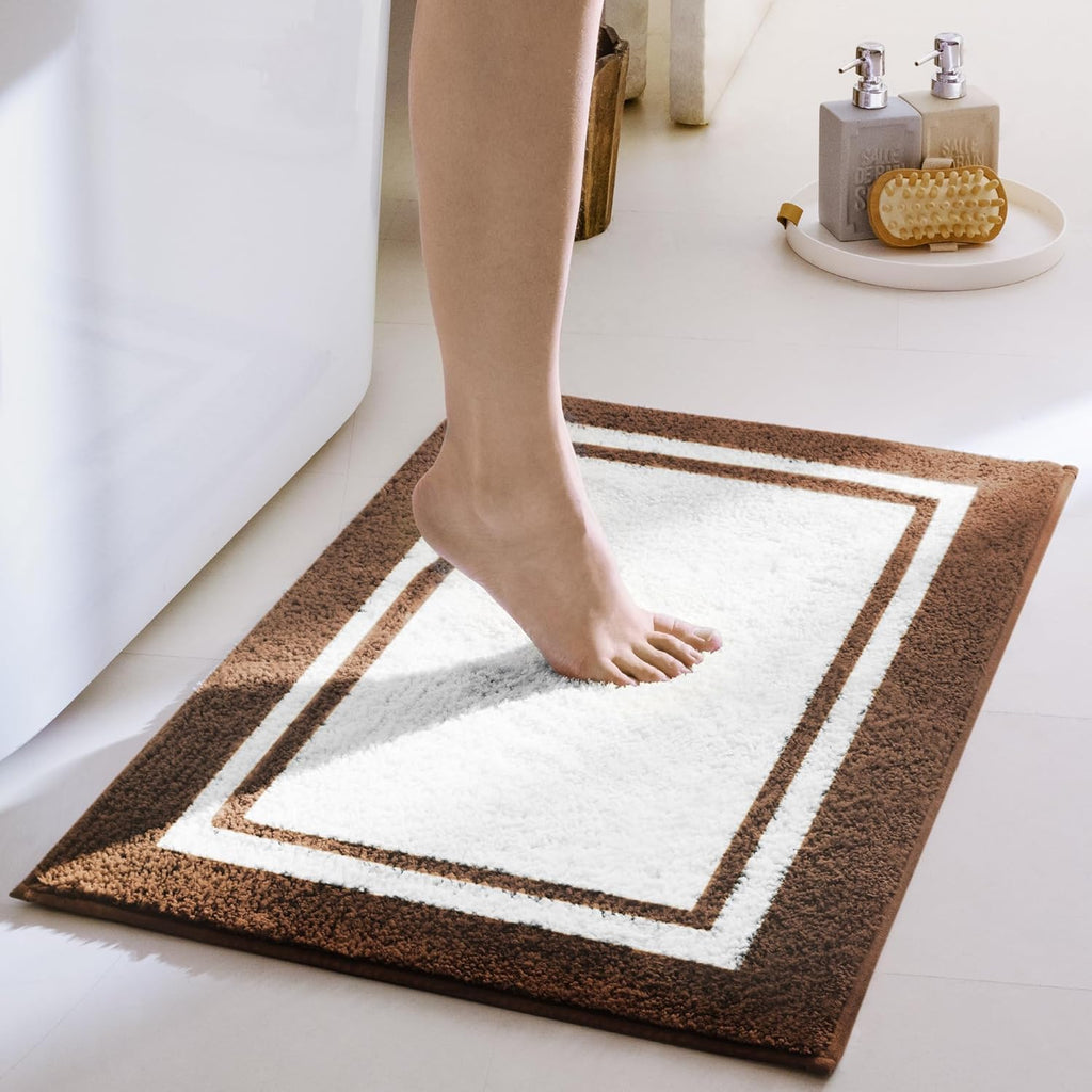 Gray Microfiber Non-Slip Bath Rug