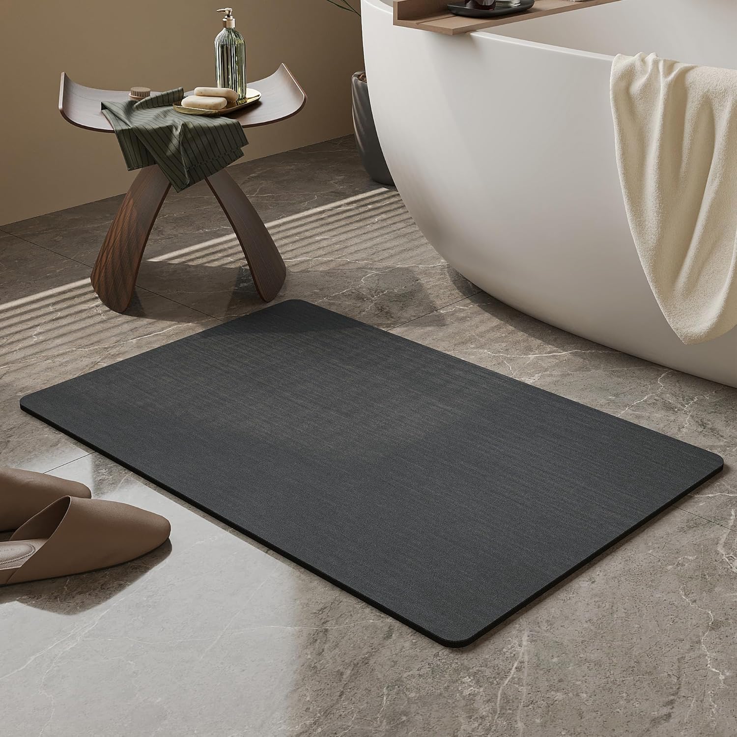 Light Grey Thin Non-Slip Bath Mat