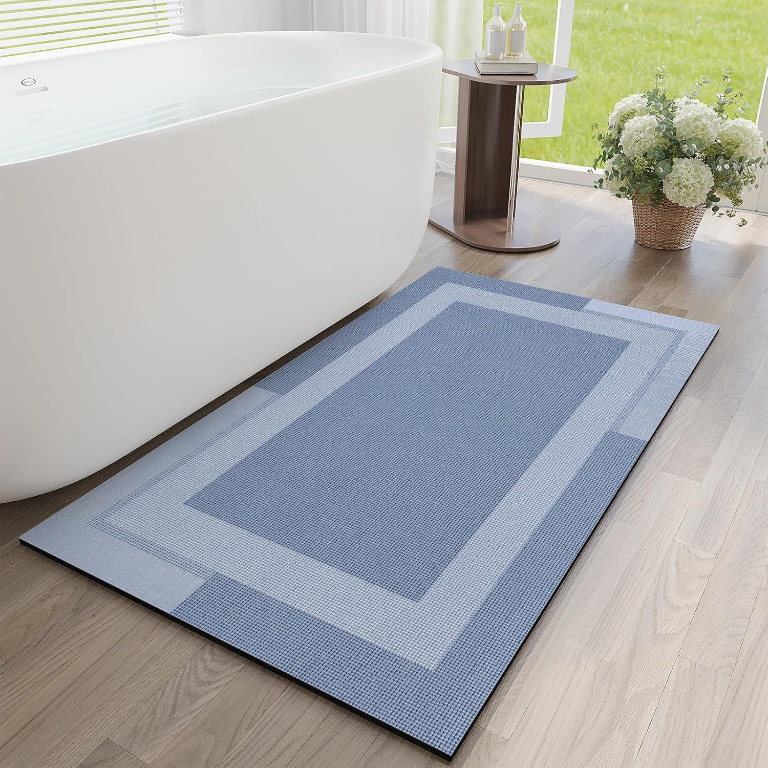 Gray Thin Non-Slip Bath Mat