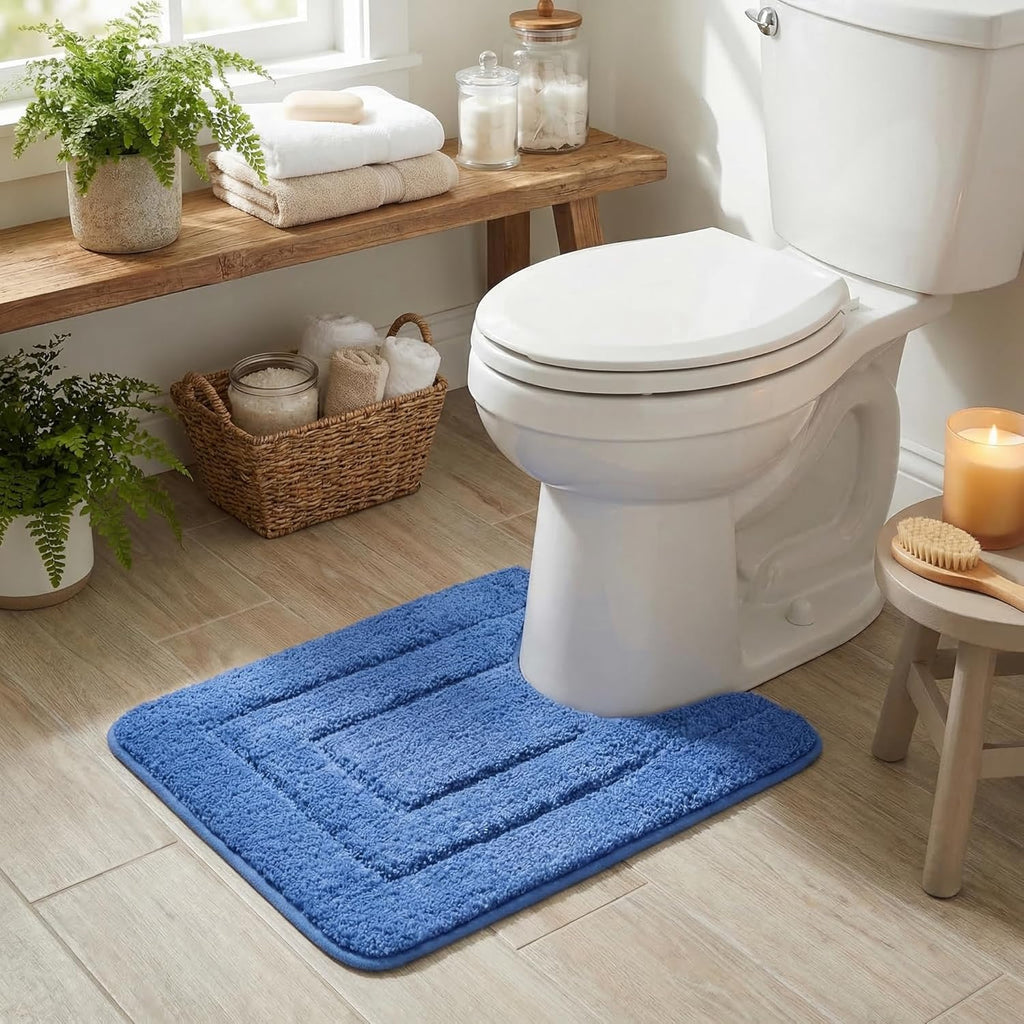 Gray Microfiber Non-Slip Bath Rug