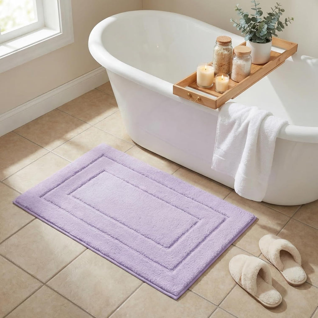 Gray Microfiber Non-Slip Bath Rug