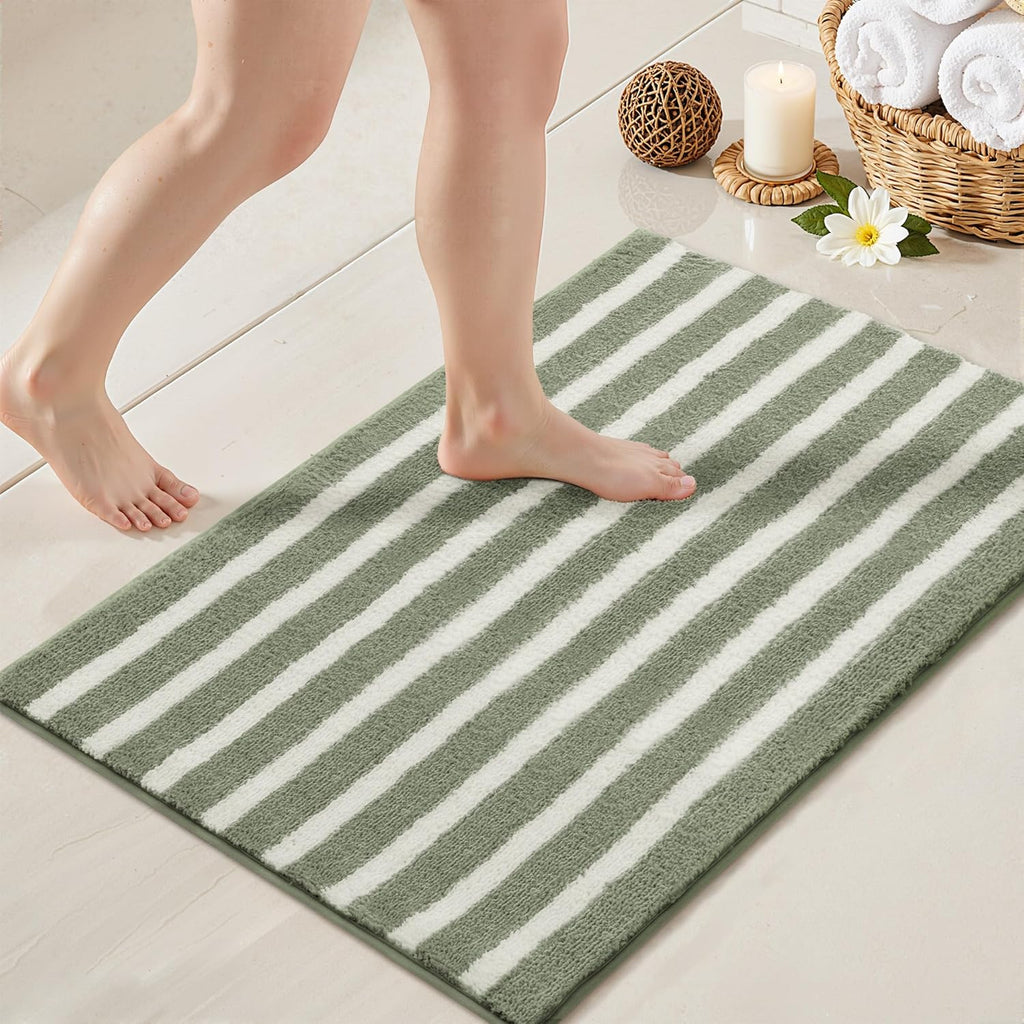 Gray Microfiber Non-Slip Bath Rug