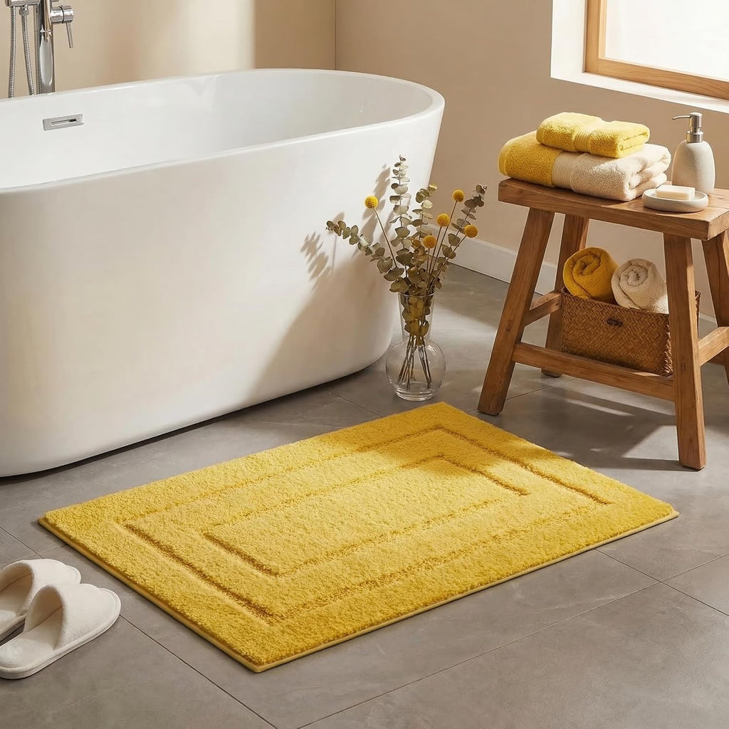 Gray Microfiber Non-Slip Bath Rug