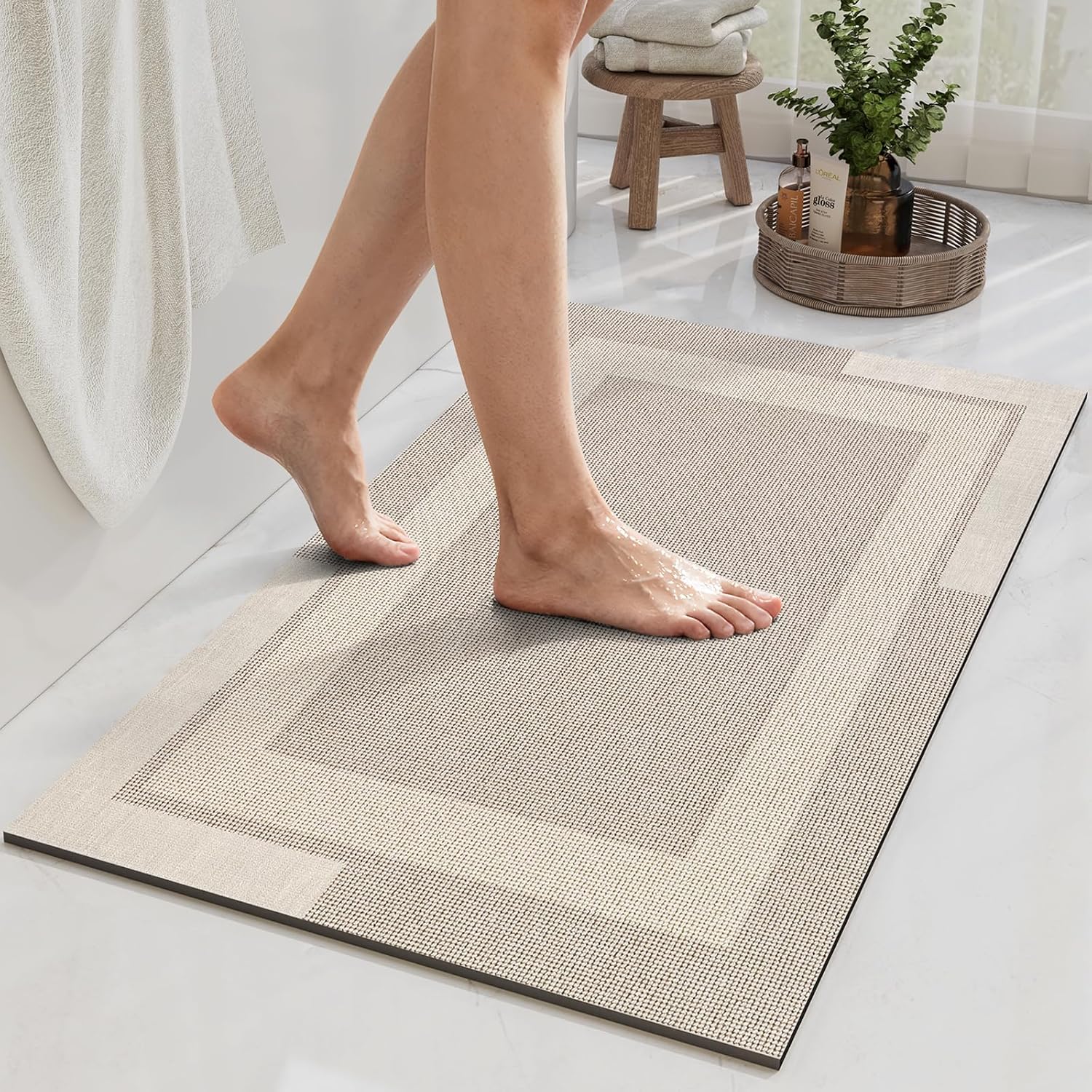 Gray Thin Non-Slip Bath Mat